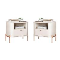 Conjunto Mesa De Cabeceira Malta Off White Bronze - 1