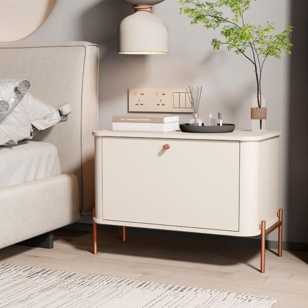 Conjunto Mesa De Cabeceira Albania Off White Bronze - 2