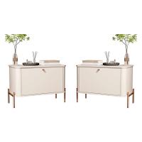 Conjunto Mesa De Cabeceira Albania Off White Bronze - 1