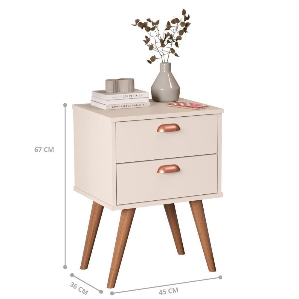 Mesa Apoio 2 Gavetas Lanciano Off White - 3
