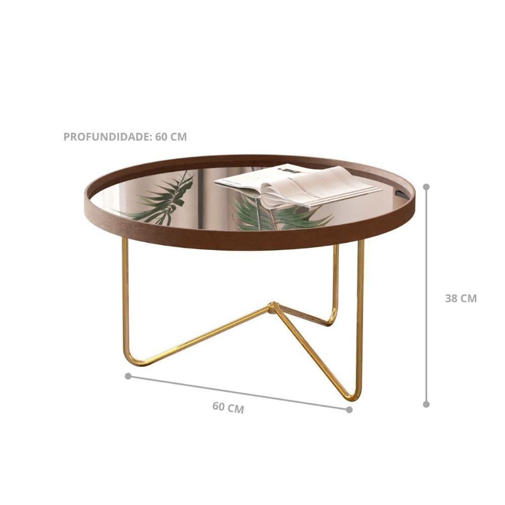Mesa Centro De Sala Pensilvania Castanho Dourado - 3