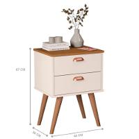 Mesa Apoio 2 Gavetas Lanciano Off White Nature - 3