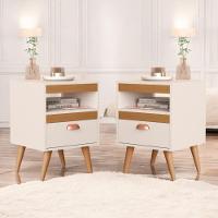 Kit Mesa Cabeceira 2 Unidades Bariloche Off White Ype - 1