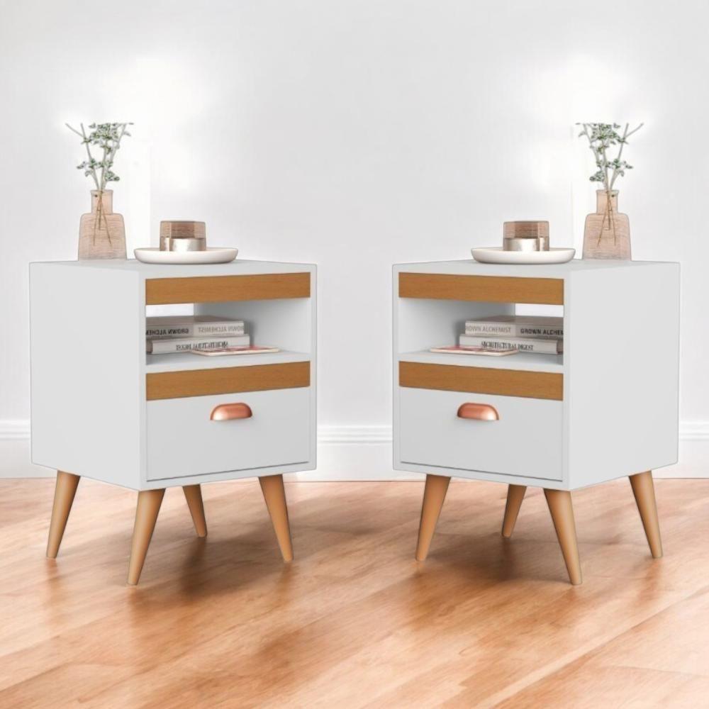 Kit Mesa Cabeceira 2 Unidades Bariloche Branco Ype - 1