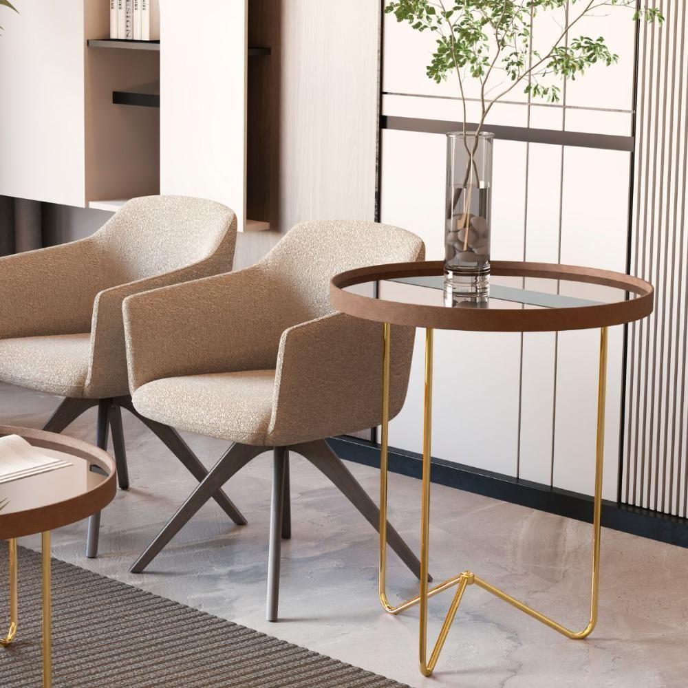 Mesa De Canto Pensilvania Castanho Dourado - 1