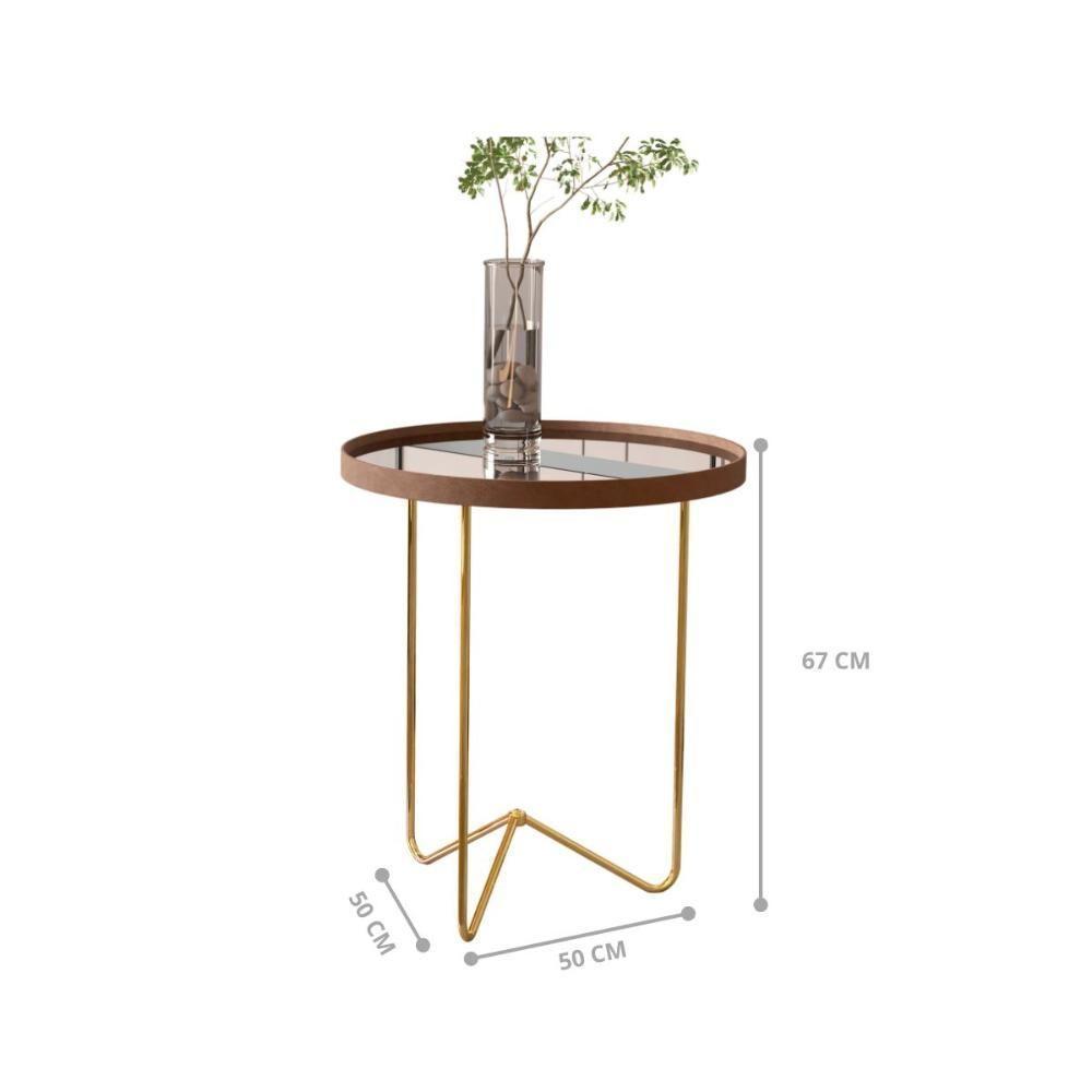 Mesa De Canto Pensilvania Castanho Dourado - 3