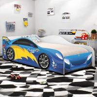 Cama Infantil Para Menina Menino Com Proteção E Com Colchão Flash Azul - 1