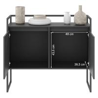 Buffet Para Sala Industrial 2 Portas Cantinho Do Café Preto Onix - 3