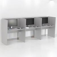 Estação De Trabalho Escritório Mesa Call Center 3 Lugares Cinza - 1