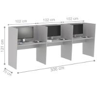 Estação De Trabalho Escritório Mesa Call Center 3 Lugares Cinza - 2