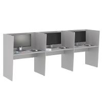 Estação De Trabalho Escritório Mesa Call Center 3 Lugares Cinza - 3