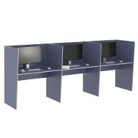 Estação De Trabalho Escritório Mesa Call Center 3 Lugares Azul - 3