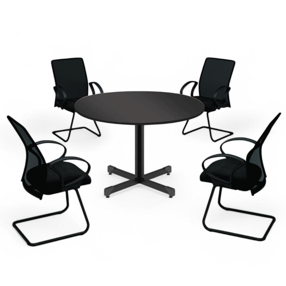 Mesa Redonda Para 4 Lugares Centro Madeira Reunião - Preto Onix Preto Onix - 3