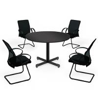 Mesa Redonda Para 4 Lugares Centro Madeira Reunião - Preto Onix Preto Onix - 3