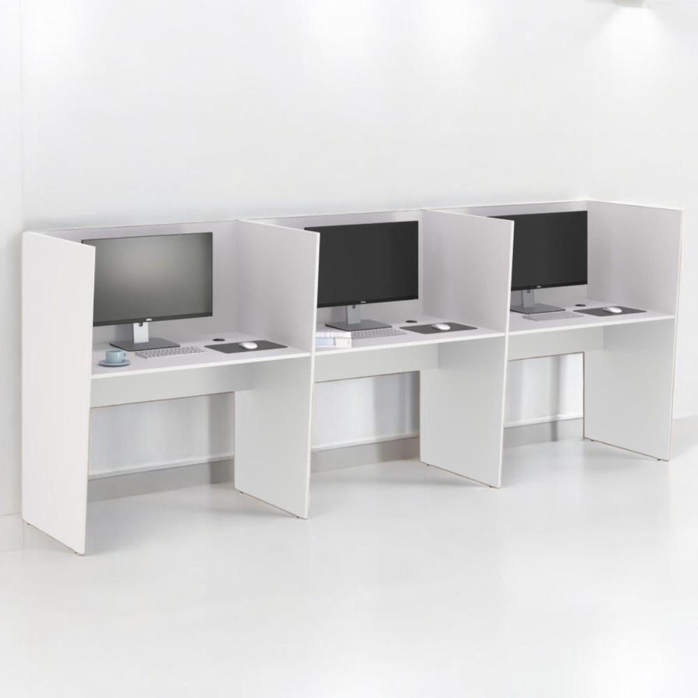 Estação De Trabalho Escritório Mesa Call Center 3 Lugares Branco - 1