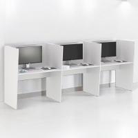 Estação De Trabalho Escritório Mesa Call Center 3 Lugares Branco - 1