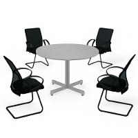 Mesa Redonda Para 4 Lugares Centro Madeira Reunião - Cinza Cinza - 3