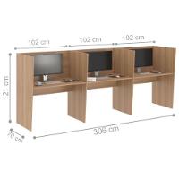 Estação De Trabalho Escritório Mesa Call Center 3 Lugares Montana - 2