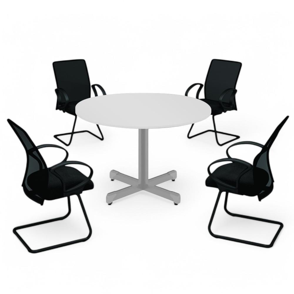 Mesa Redonda Para 4 Lugares Centro Madeira Reunião - Branco Branco - 3