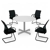 Mesa Redonda Para 4 Lugares Centro Madeira Reunião - Branco Branco - 3