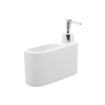 Porta Detergente Líquido De Cerâmica Com Suporte Para Esponja Branco 18cm 5606 - Lyor