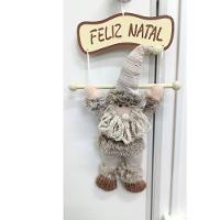 Enfeite De Natal Papai Noel Ou Boneco De Neve Com Placa Feliz Natal 46cm X 28cm Xts8648 Papai Noel - 3
