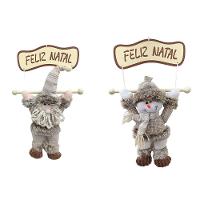 Enfeite De Natal Papai Noel Ou Boneco De Neve Com Placa Feliz Natal 46cm X 28cm Xts8648 Papai Noel - 4