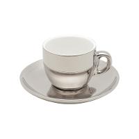 Conjunto 6 Xícaras De Café Com Pires De Porcelana E Suporte Versa Branco-prata 90ml - Wolff - 8