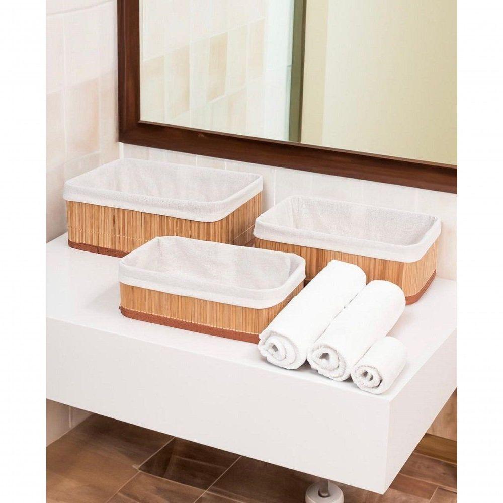 Cesto De Bambu Retangular Natural 29x19x10cm - Mek - 2