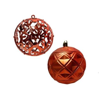 Jogo Com 06 Bolas Mista Fosca Arabesco Vazado 8cm Laranja