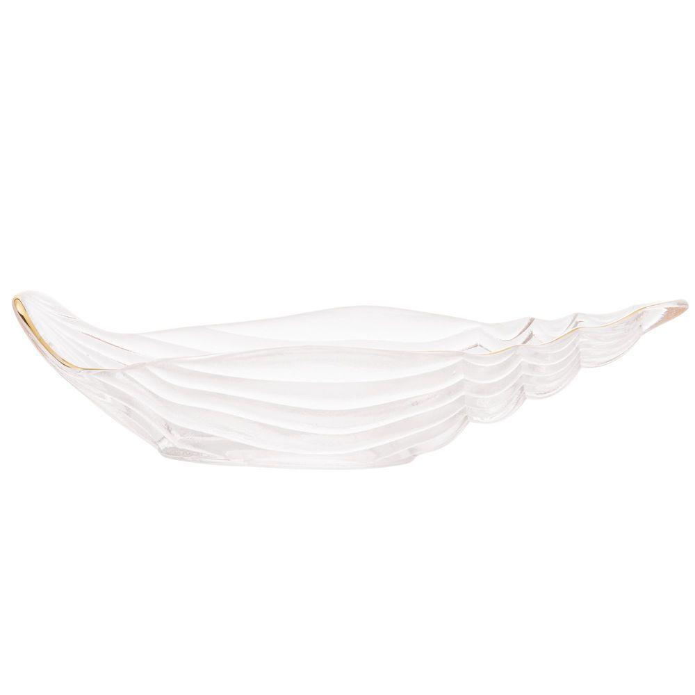 Bowl De Vidro Concha Com Filete Trompete Dourado 20cm X 12cm - Wolff - 3