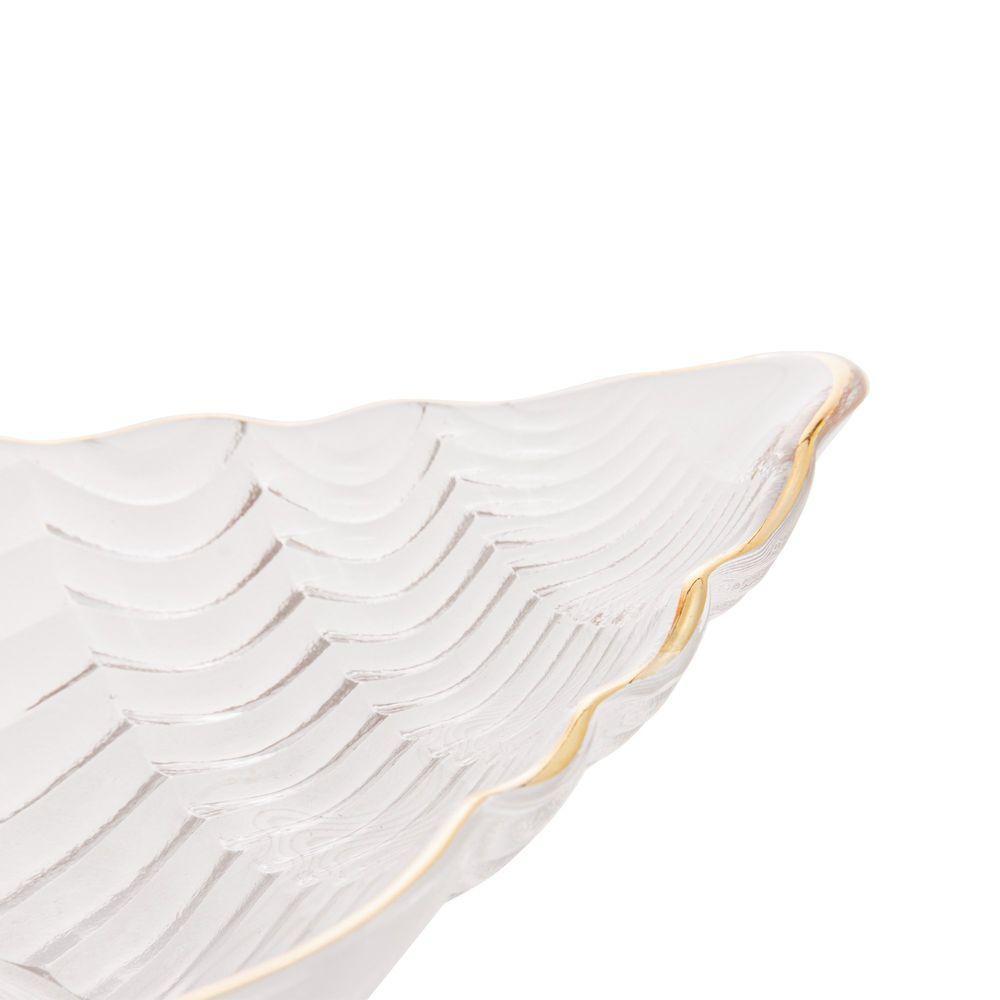 Bowl De Vidro Concha Com Filete Trompete Dourado 20cm X 12cm - Wolff - 4