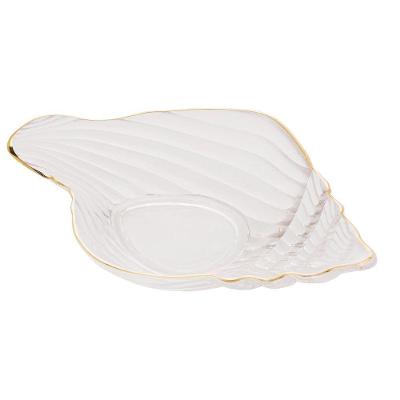 Bowl De Vidro Concha Com Filete Trompete Dourado 20cm X 12cm - Wolff