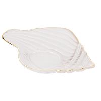 Bowl De Vidro Concha Com Filete Trompete Dourado 20cm X 12cm - Wolff - 1