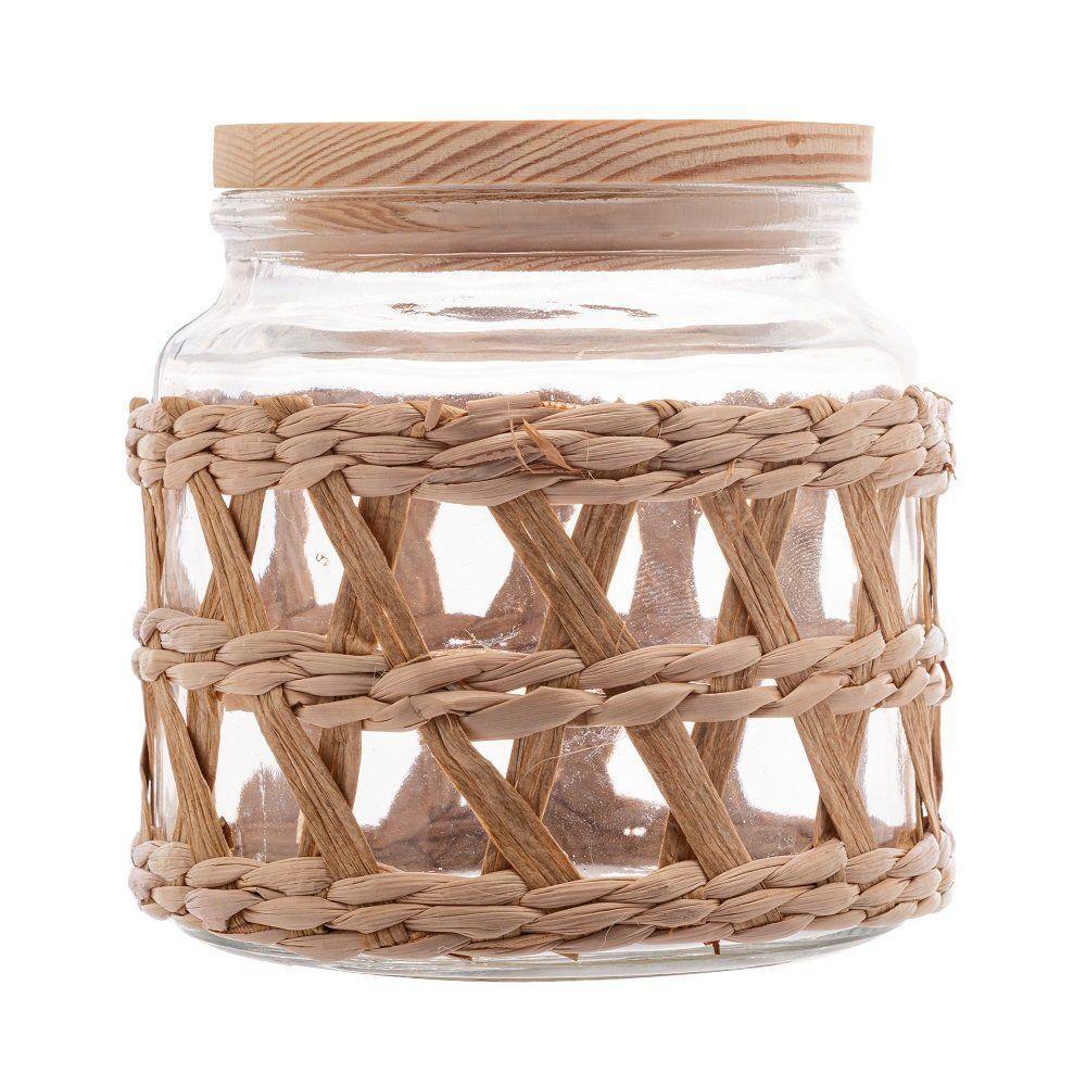 Porta Mantimentos De Vidro Com Sisal E Tampa Em Madeira 520ml 29122 - Wolff - 3