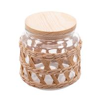 Porta Mantimentos De Vidro Com Sisal E Tampa Em Madeira 520ml 29122 - Wolff - 1