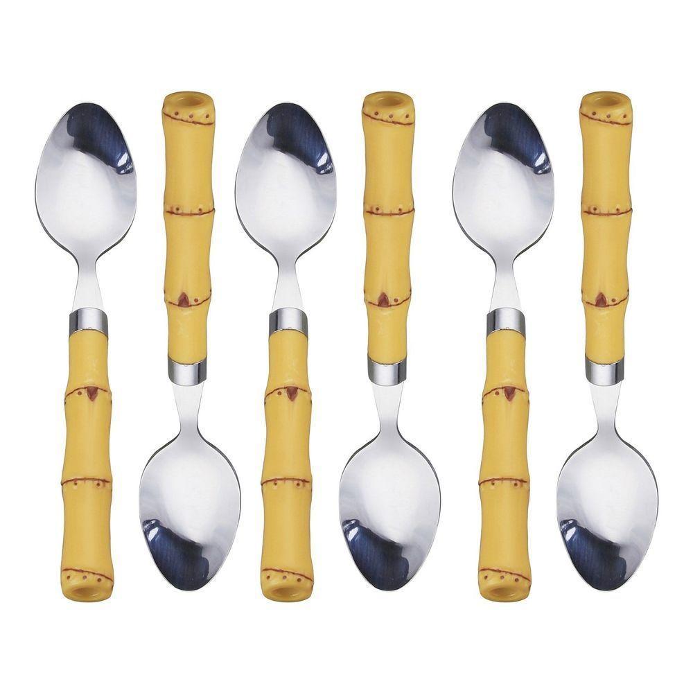 Conjunto 6 Colheres Para Chá De Aço Inox Com Cabo De Plástico Bambu 17cm 7388 - Lyor - 1