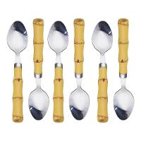 Conjunto 6 Colheres Para Chá De Aço Inox Com Cabo De Plástico Bambu 17cm 7388 - Lyor - 1