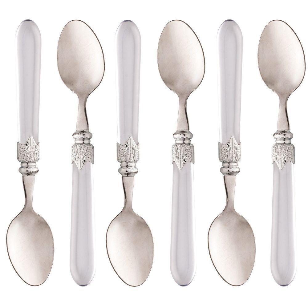 Conjunto 6 Colheres Para Mesa De Aço Inox Com Cabo De Plástico Destiny Transparente 20,5cm 1254 - Ly - 1
