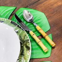 Conjunto 6 Colheres Para Mesa De Aço Inox Com Cabo De Bambu 20cm 7383 - Lyor - 2