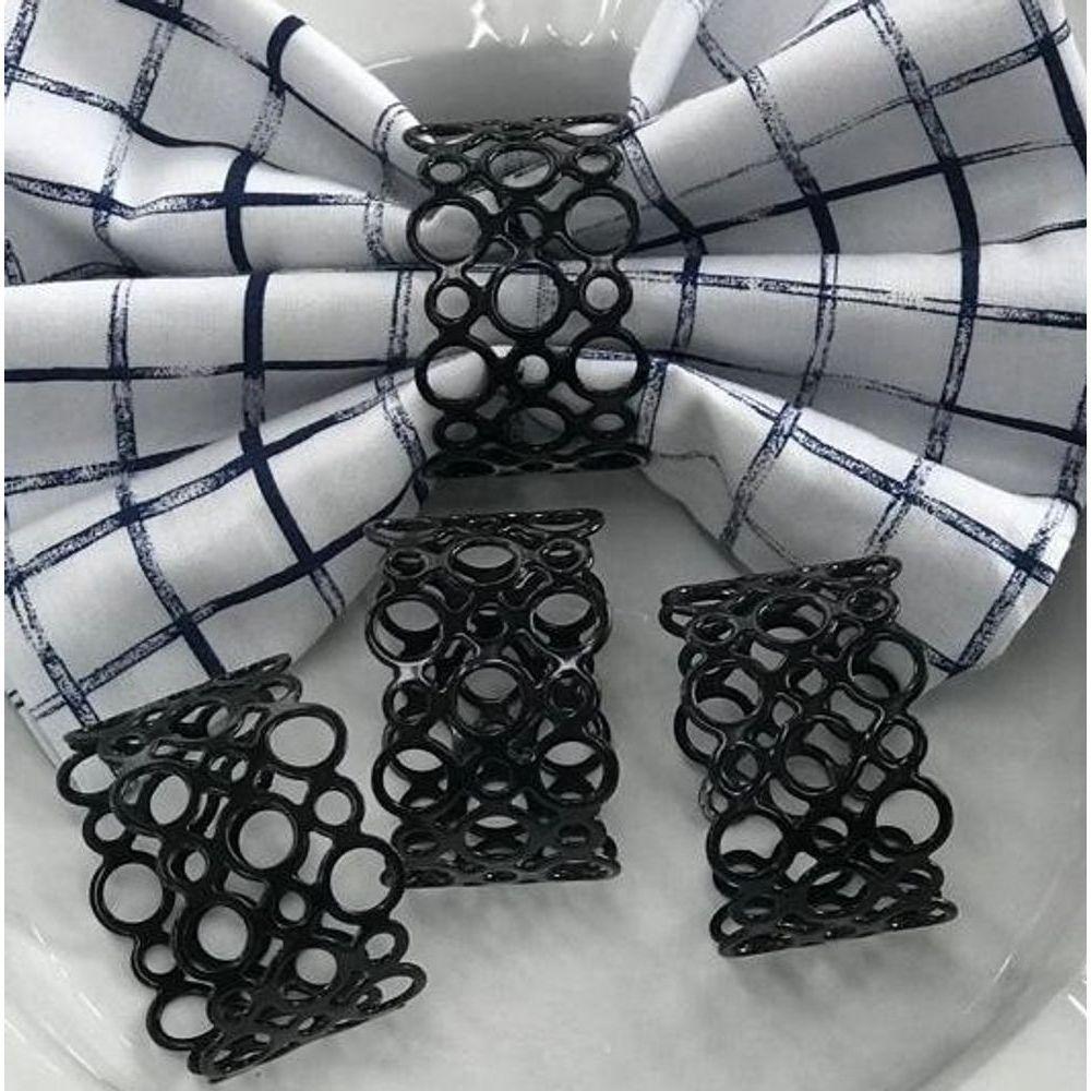 Conjunto Com 4 Argolas Para Guardanapo Moderna Preto - 2