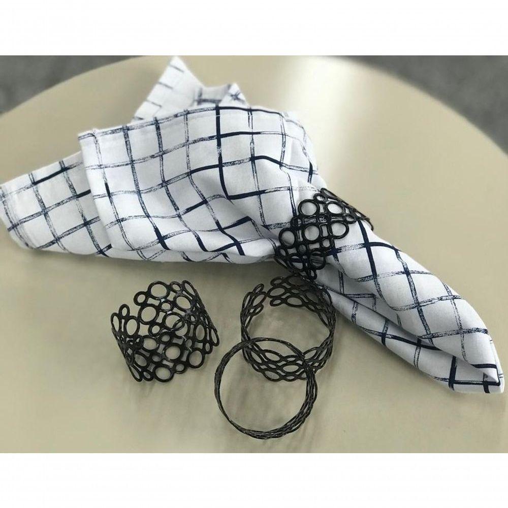 Conjunto Com 4 Argolas Para Guardanapo Moderna Preto - 3