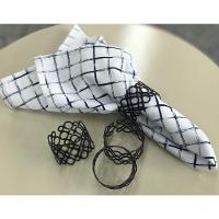 Conjunto Com 4 Argolas Para Guardanapo Moderna Preto - 3