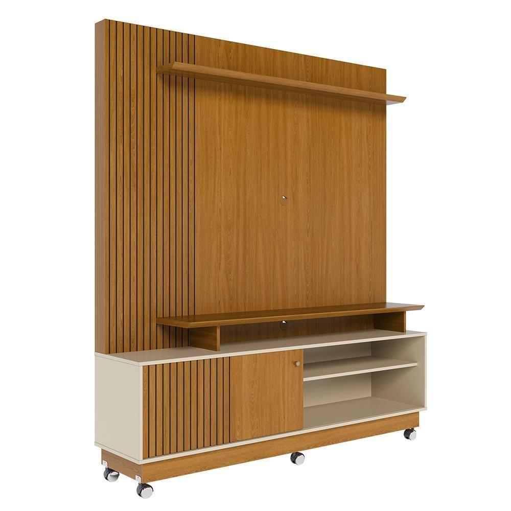 Estante Home Theater Ares Cinamomo Off White Para Tv Até 75 Com Rodízios Madetec Cinamomo Off White - 5