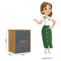 Kit 2 Mesas De Cabeceira Dhara 2 Gavetas Freijó Cinza Moval Freijó Cinza - 3