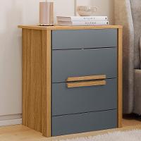 Kit 2 Mesas De Cabeceira Dhara 2 Gavetas Freijó Cinza Moval Freijó Cinza