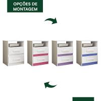 Mesa De Cabeceira Apolo 2 Gavetas Flex Branco Azul Moval Branco Azul - 4
