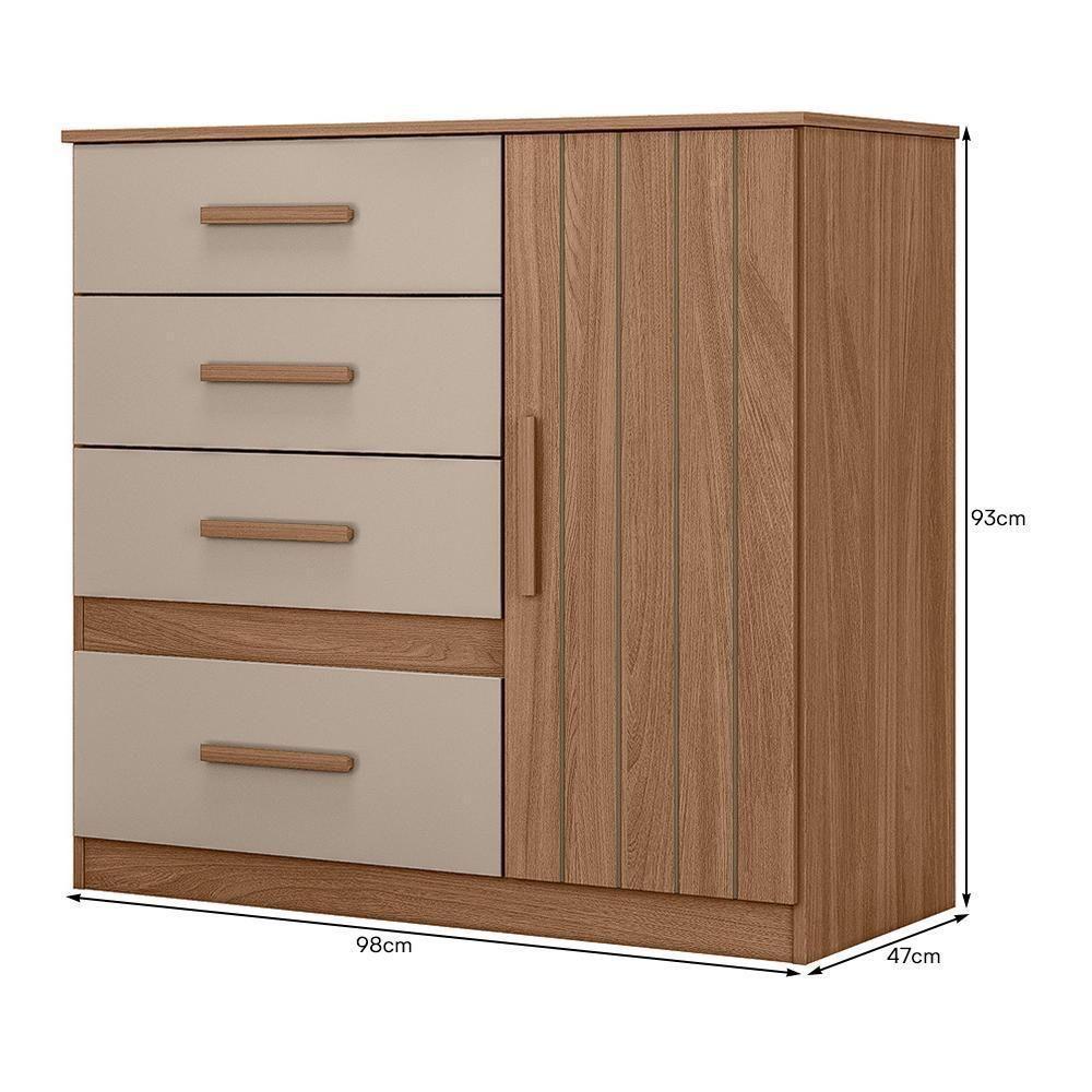 Cômoda Sapateira Vênus 1 Porta E 4 Gavetas Caarvalho Fendi - 4