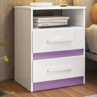 Mesa De Cabeceira Apolo 2 Gavetas Flex Branco Lilás Moval Branco Lilás - 2