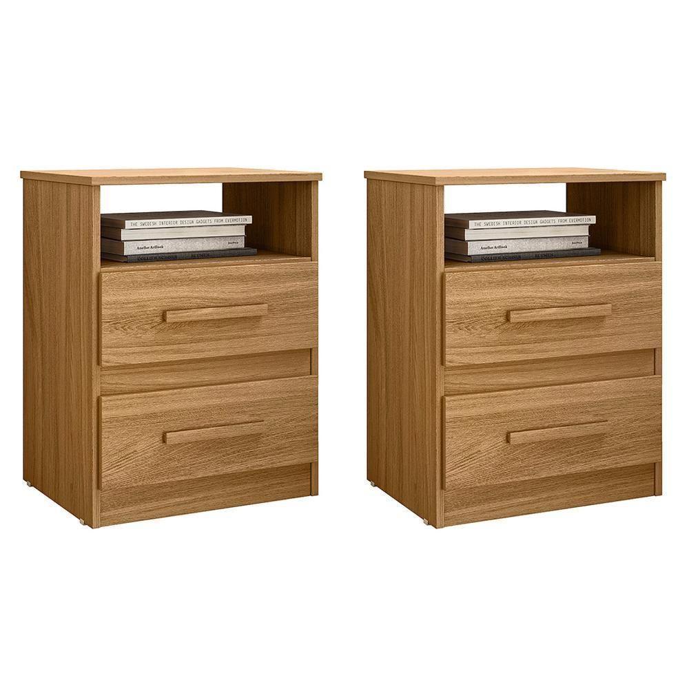 Kit 2 Mesas De Cabeceira Apolo 2 Gavetas Freijó Moval Freijó - 1